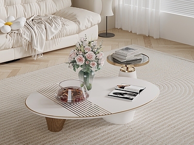 奶油风茶几 现代简约茶几 组合茶几