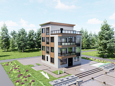 现代住宅楼建筑 三层半自建房 施工图