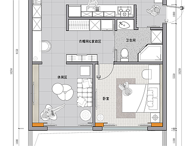单身公寓 PS彩平源文件 55㎡单身公寓 动态块 彩平模板 施工图