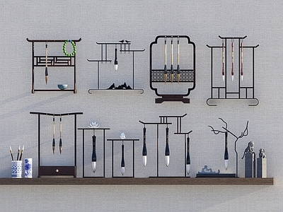 新中式文具 毛笔架 毛笔
