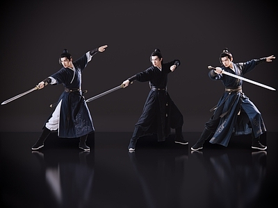 新中式多人 2D武侠人物 古风人物 古装人物 剑客  侠客