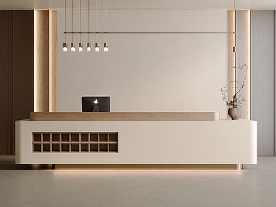 新中式酒店大堂 现代中古风前台 接待台 服务台