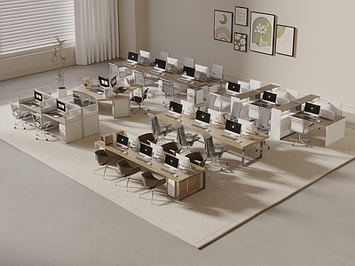 奶油风办公桌椅 办公桌椅 桌椅组合 办公用品