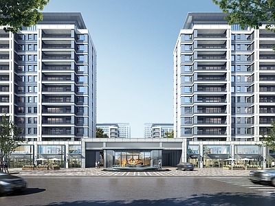 现代简约售楼处建筑 示范区入口 小区出入口 售楼处建筑 示范区景观