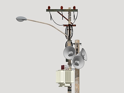 复古电线杆 电线杆 怀旧电线杆 广播喇叭 变压器