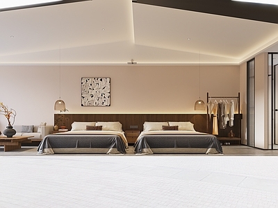 奶油风酒店客房