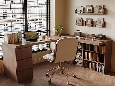 奶油风书桌椅