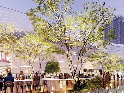 现代都市景观风商业综合体景观 景观商业街 街区景观