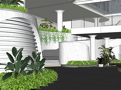 现代极简商业综合体景观 曲线商业景观 高差商业景观 流线商业景观 立体花园商业景观