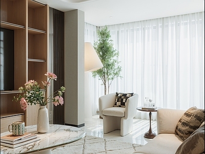 奶油风家居客厅 白色系客厅 会客厅 现代简约客厅 轻法客餐厅 电视背景墙