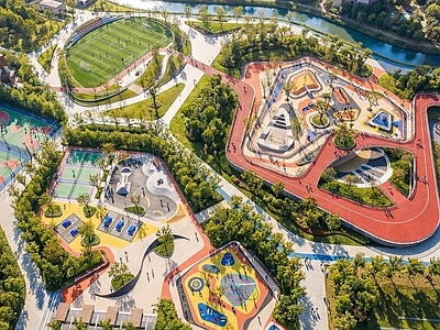 现代儿童游乐空间 体育公园景观 廊架运动设施