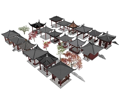 新中式古建筑 亭子 古建筑