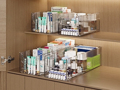 原木风其他生活用品 亚克力 伸缩药盒 柜内 桌面 通用