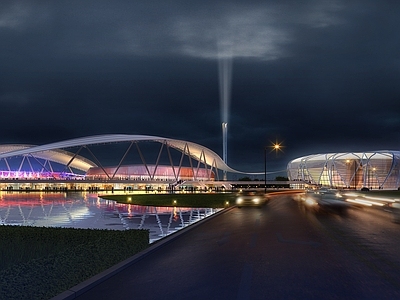 现代主义体育馆外观 偃师体育中心2  体育馆 场馆