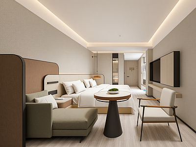 现代简约酒店客房 现代酒店