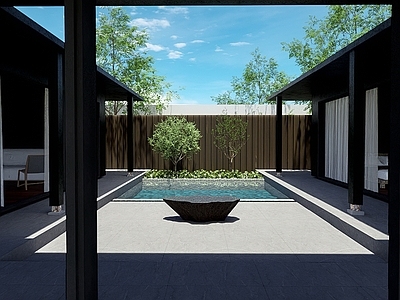 新中式其他景观小品 庭院景观 植物组合 景观绿植