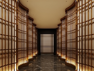 新中式酒店走廊 现代过道走廊