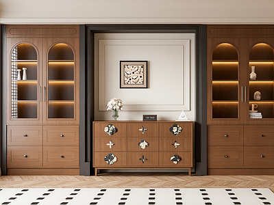 中古风家居客厅 中古书柜