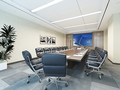 现代简约会议室 会议室 办公室 商务会议室 现代 会议桌