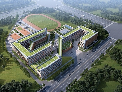 现代主义学校外观 现代小学