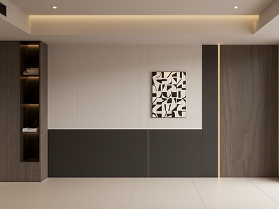 现代极简黑白灰客厅 现代意式背景墙