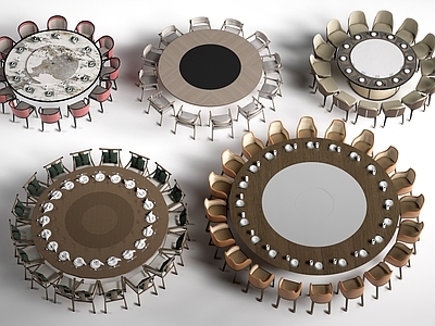 现代简约餐桌 现代圆形餐桌椅 包厢桌椅  包间餐桌