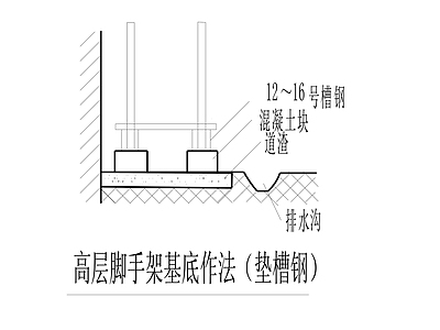 钢结构 高层脚手架 基底作法 垫槽钢 施工图