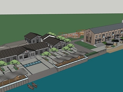 新中式鸟瞰规划 运河民宿改造