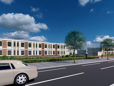 现代主义产业园办公楼 厂区 产业园 工业厂区 数字孪生