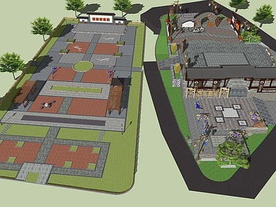 新中式景观广场景观 健身公园文化广场