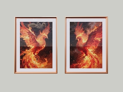 装饰艺术挂画组合 装饰画 油画 挂画 凤凰油画