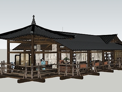 中式古建筑 学堂 古建筑
