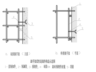 结构连接节点 脚手架 柔性连墙件 构造示意图 施工图
