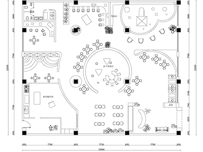 现代其他餐饮空间 亲子餐厅平面图 施工图