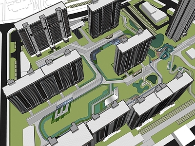现代主义小区建筑 住宅景观 小区建筑