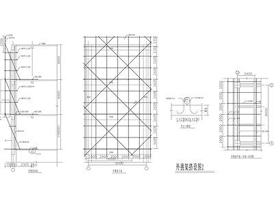 现代建筑工程节点 外挑架搭设图 施工图