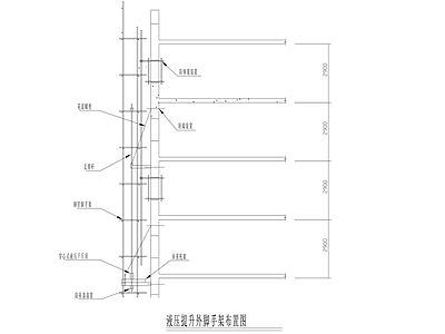 现代建筑工程节点 液压提升脚手架 布置图 施工图