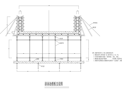 现代建筑工程节点 游泳池楼板支设图 施工图