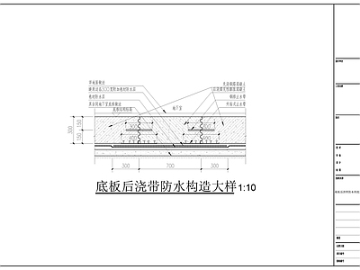 其他结构设计 底板后浇带防水 底板浇带防水构造 浇带防水构造大样 防水 施工图