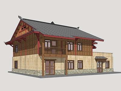 新中式民宿建筑 藏羌商业建筑 羌族商业街 民俗风情街 藏羌风格建筑