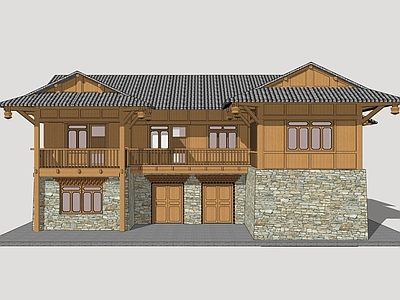 新中式民宿建筑 藏羌风格建筑 羌族民居 藏羌商业建筑 民族民居建筑