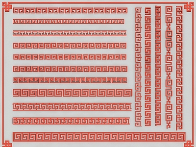 新中式线条 回纹 中式回纹