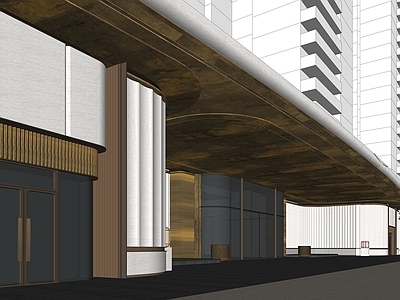 现代轻奢售楼处建筑 小区入口大门设计 示范区入口 售楼处入口 海派弧线立面风格