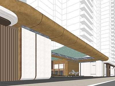 新中式售楼处建筑 海派设计风格 小区入口形象 售楼处入口设计