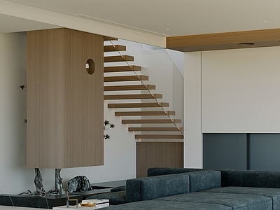 现代极简别墅客厅