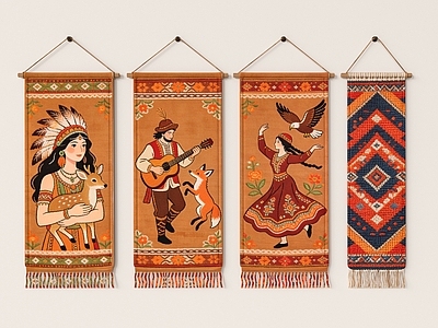 民俗复古风挂件 民族风挂毯 名族风挂件 布艺挂件