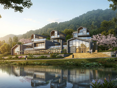 现代主义办公楼 南方城市 5000平米 山地建筑 现代中式