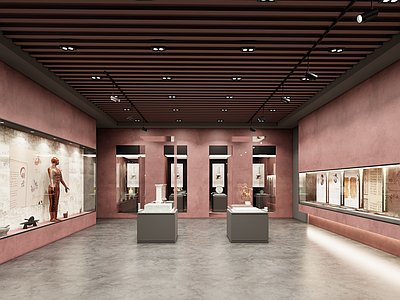 新中式博物馆展厅 现代博物馆展厅 文化展厅 文物展柜