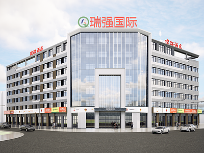 现代主义商业综合体景观 办公综合楼 商业写字楼 转角高层建筑 商业综合体 现代建筑