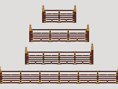 新中式围栏护栏 唐风栏杆 木栏杆 古风围栏 影视护栏